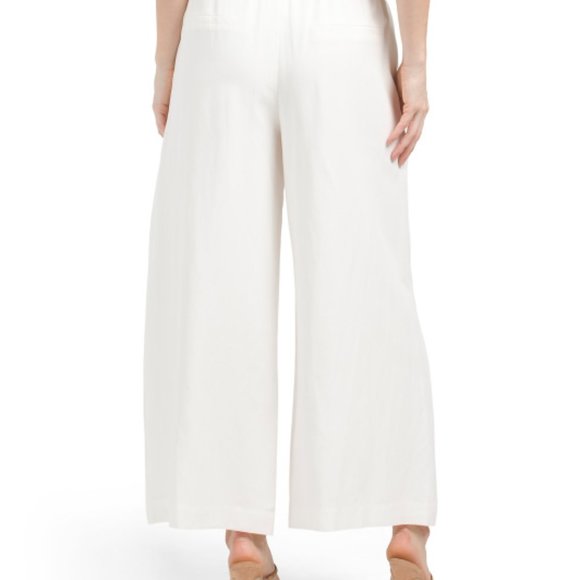 NEW KOBI HALPERIN Linen Blend Wide Leg Pants  white 864tn - Picture 2 of 2